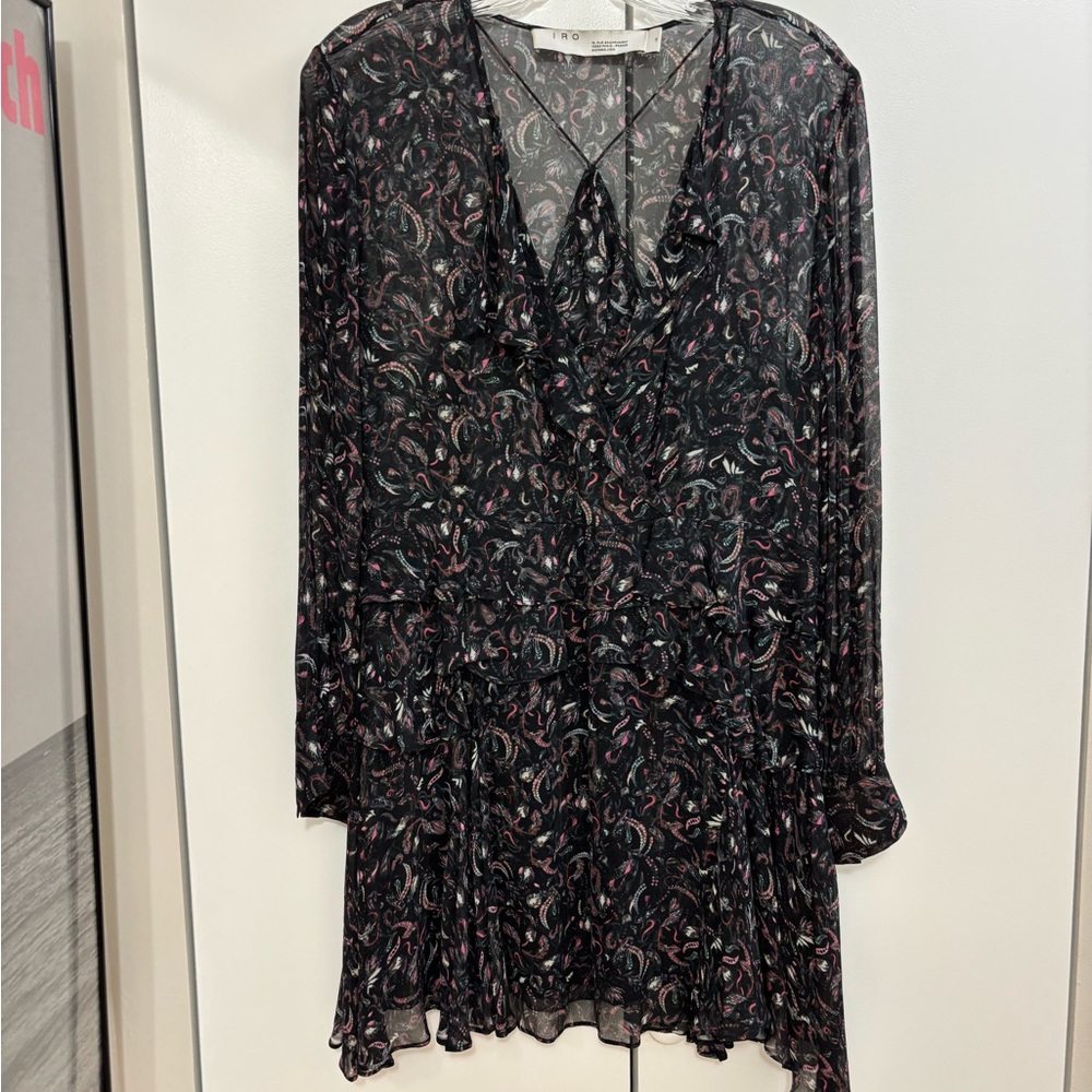 Black Paisley Long Sleeve Dress